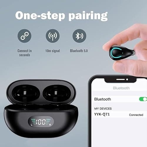 Open Ear Bone Conduction Headphones Bluetooth 5.3 Wireless Clip On Earbuds with Digital Display Charging Case 60 Hours Playtime IPX7 Waterproof Sports Earphones for Running, Walking, Workout(Black) 7