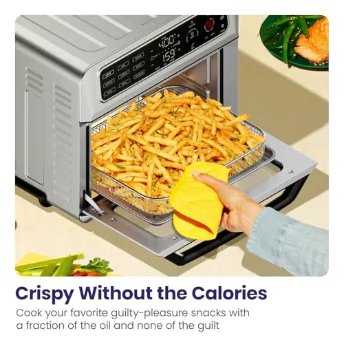 Chefman Air Fryer Toaster Oven Combo with Probe Thermometer, 12-In-1 Stainless Steel Convection Countertop, 10 Inch Pizza, 4 Slices of Toast, Cooking, Baking, Toasting, Roaster Oven Airfryer 20QT 6