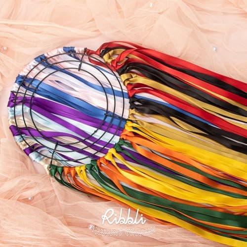 Ribbli Rainbow Satin Ribbon 3/8 Inch x 12 Rolls Total 60 Yards- Colorful Ribbon for Gift Wrapping Craft Party Decoration Baby Shower Wedding 6