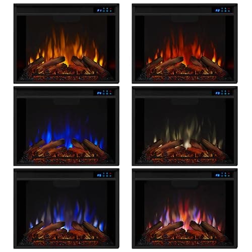 Real Flame Silverton 48” Electric Fireplace with Mantel for Living Room or Bedroom, Replaceable Fireplace Insert Heater, Realistic Log and Flame Effect, Remote Control, Timer, White 9