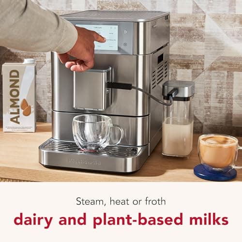 KitchenAid Fully Automatic Espresso Machine KF8 with Milk Attachment and Plant Based Milk Options, KES8558SX, Stainless Steel 5