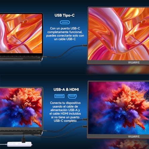 WUAWE 16" 1200P 120Hz Portable Monitor, 100% sRGB Portable Gaming Monitor with Built-in Stand, HDR and Freensync, External USB C Monitor for Laptop, PC, Phone, Switch and PS5, Red 5