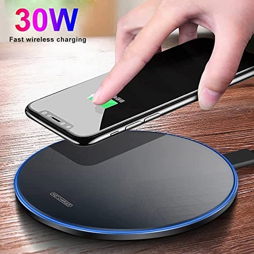 Wireless Charger 30W，Wireless Charger Pad Fast Wireless Charging Compatible with Galaxy S24/S23/S22/S21/S20/S10, Fast Charger Compatible with iPhone 16/15/14/13/12/11 Series 5