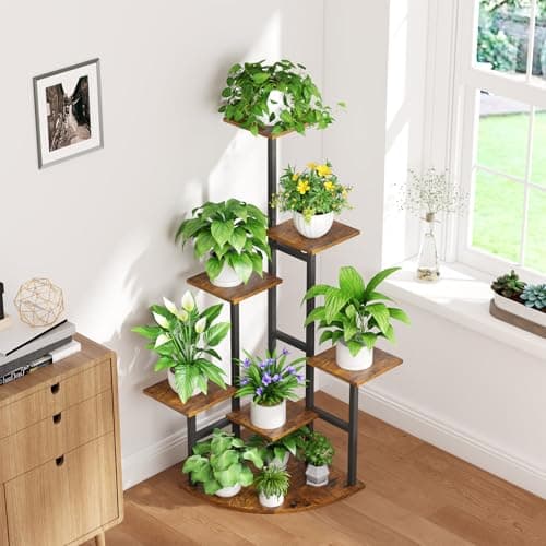 Corner Plant Stand Indoor with Grow Lights, 7 Tiered Plant Shelf Indoor, 43" Corner Plant Stands for Indoor Plants, Metal Plant Flower Display Shelves, Plant Organizer Rack for Living Room, Balcony, Home Decor 6