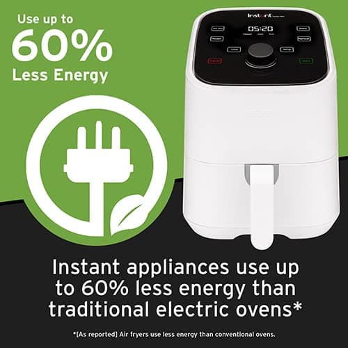 Instant Pot Vortex 2QT Mini Air Fryer,Small Air fryer that Crisps,Reheats, Bakes, Roasts for Quick Easy Meals,Includes over 100 In-App Recipes,is Dishwasher-Safe,from the Makers of Instant Pot, White 7
