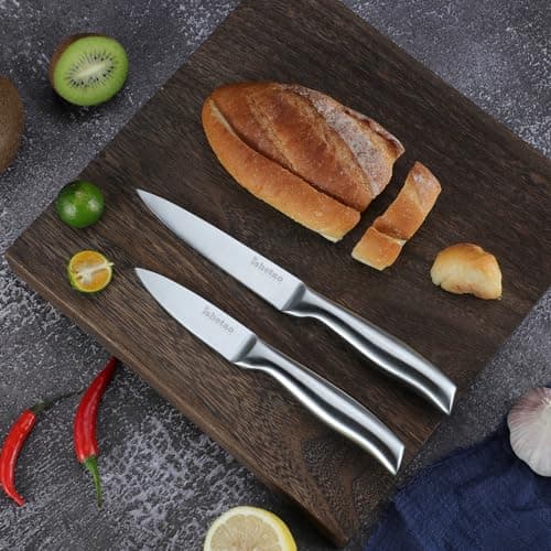 isheTao Knife Sets for Kitchen with Block, 15 Piece Kitchen Knife Set, Ultra Sharp Chef Knife Set for Kitchen, High Carbon Stainless Steel Knife Block Set with Sharpener, Silver 8