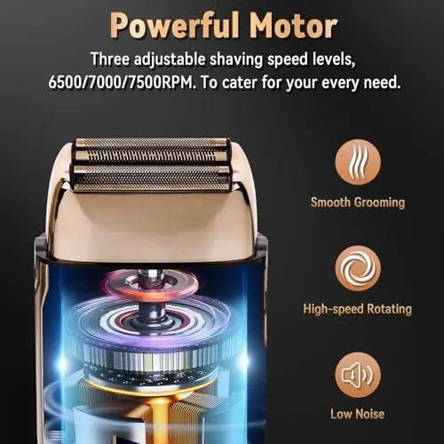 Ufree Close Shave Electric Foil Shavers for Men, 3-Speed Electric Razor, Bald Head Shavers, Face Shaving Beard Trimmer with LCD Display, Gifts for Men 5