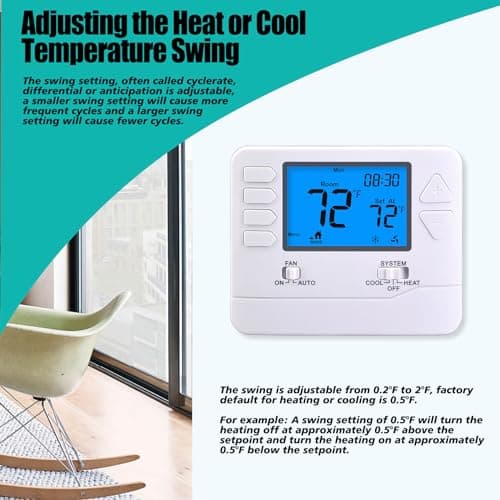 Suuwer 5-1-1 Day Programmable Thermostats for Home 1 Heat/ 1 Cool Conventional Single-Stage Systems 7