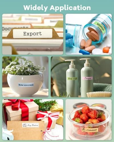 NDYIN Label Maker Machine with Tape, N12 Portable Bluetooth Label Printer, Wireless Mini Label Makers Thermal Sticker with Multiple Templates for Home, Kitchen, School, Office Organization, Green 5