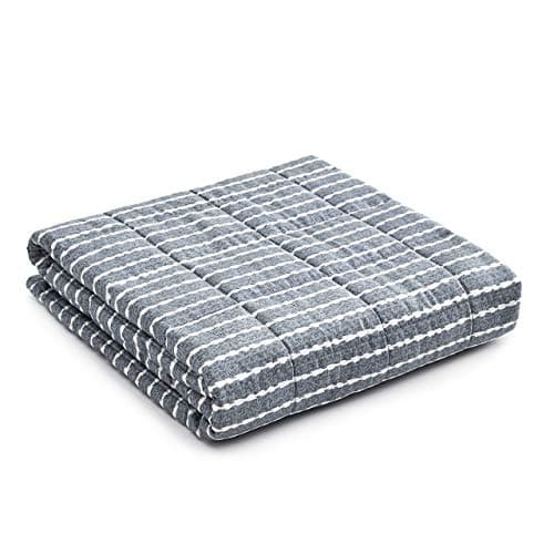 YnM Weighted Blanket — Heavy 100% Oeko-Tex Certified Cotton Material with Premium Glass Beads (Blue White, 60''x80'' 15lbs), Suit for One Person(~140lb) Use on Queen/King Bed