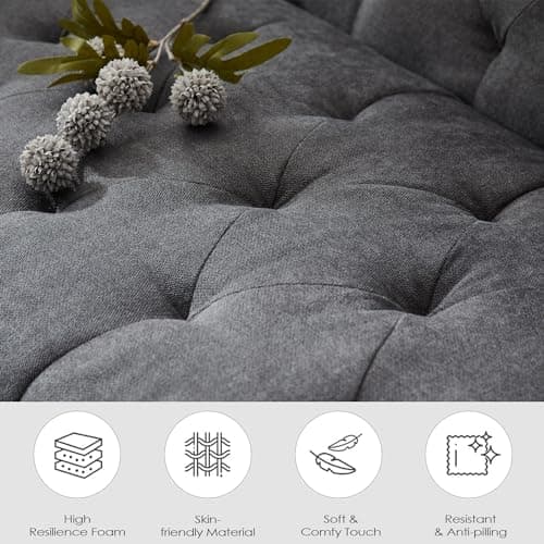 TYBOATLE Accent Chair, Fabric Living Room Arm Chairs for Bedroom, Mid Century Modern Upholstered Tufted Bedroom Office Armchair Single Sofa，Reading Lounging Side Lounge Chair (Dark Grey) 7