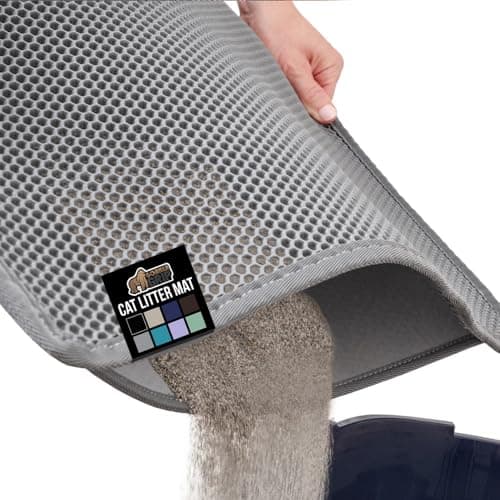 GORILLA GRIP Honeycomb Cat Mat, Traps Litter, Two Layer Trapping Kitty Mats, Less Waste, Soft On Paws, Indoor Box Supplies and Essentials, Feeding Trap, Water Resistant, 24x15 Slate Gray