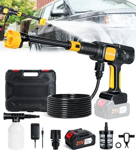 Pircaath Cordless Pressure Washer, 1200PSI Portable Power Washer with 6-in-1 Nozzles, Handheld Pressure Washers for Car, Patio, Home