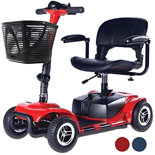 Zipr Roo 4 Wheel Mobility Scooter - 29 lbs Heaviest Piece - Powered Wheelchair - Compact Heavy Duty Mobile for Travel, Seniors, Adults, Handicapped - Long Range Battery with Charger Basket Included
