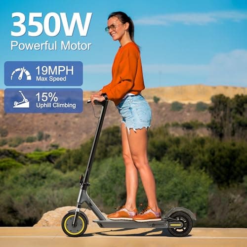 NAVIC Electric Scooter Adults, Powerful 350W Motor, 19MPH Top Speed, 19 Miles Range, 8.5" Solid Tires, Folding E-Scooter with Dual Braking Dual Suspension & APP Control 5