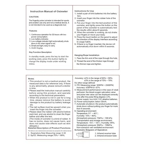Rechargeable Pulse Oximeter Fingertip Oxygen Monitor Fingertip with SpO2 Pulse Rate and PI RR OLED Precision Fast Oximeter SpO2 Reading Outdoor Sports Home (Black) 6