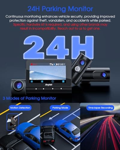 5K 3 Channel Dash Cam, 5G Wi-Fi Built-in GPS with 64GB Card, 4K+1080P+1080P Front and Rear Inside Triple Car Camera with 3'' IPS Screen, IR Night Vision, Voice Control, 24H Parking Monitor, 512GB Max 8