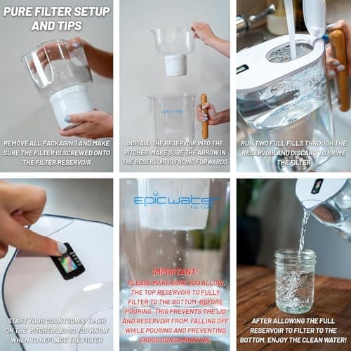 Epic Water Filters Pure Filter Pitchers for Drinking Water, 10 Cup 150 Gallon Filter, Tritan BPA Free, Removes Fluoride, Chlorine, Lead, Forever Chemicals (White & Bamboo) 7