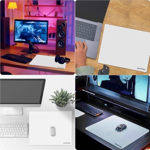 Glass Mousepad with Hard Surface for Gaming, Ultra Smooth Mouse Mat, Water-Resistant Large Mouse Pad Precision Speed Control for Esport Games/Office, White XL(15.7’’×19.6’’) 5