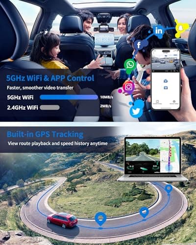 360° View 5 Channel Dash Cam Front and Rear with AI Driver Monitor System DMS, 4K Dash Camera for Cars, Built-in GPS WiFi Night Vision, Dashcam Free 128G Card, 24/7 Parking Monitor Mode, V8 Ultra-5CH 9