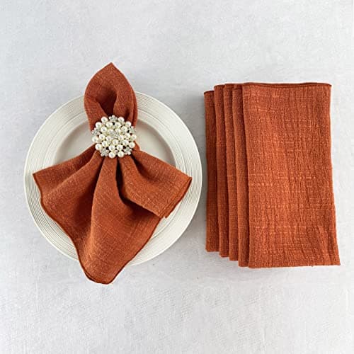 EHLDekol Gauze Cloth Napkins 6 Pack 16x16 Inches 100% Natural Soft Cotton Weddings Decorative Parties Family Everyday Use Bulk Linen Dinner Napkins (Terracotta, 6 Pack) 5