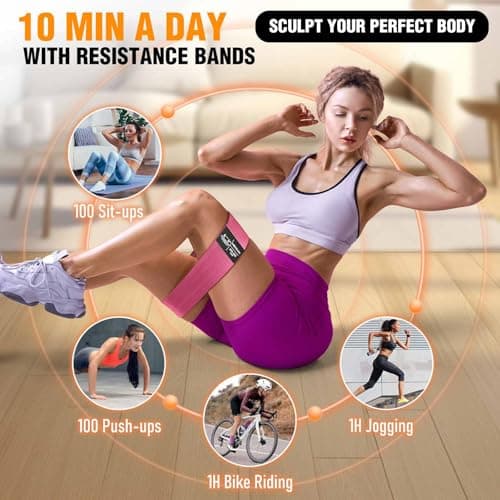Fabric Resistance Bands for Working Out - Exercise Bands for Women and Men, Booty Bands for Legs and Glute, Yoga, Pilates, Rehab, Fitness and Home Workout 6