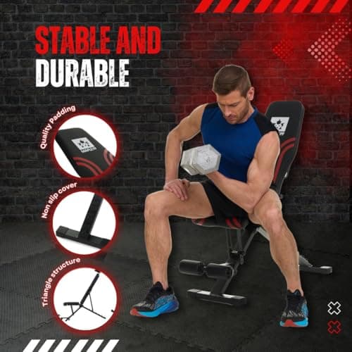 Adjustable Weight Bench - Professional Grade Fitness Equipment for Full Body Workout. Larger Size, Heavy-Duty Steel Construction, 8-Position Backrest, Foldable Design, Ready to Use 5