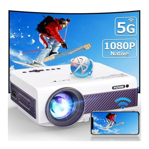 Projector with WiFi and Bluetooth, FUDONI 5G WiFi Native 1080P Outdoor Projector 15000L Support 4K, Portable Movie Projector with Keystone & Zoom, for iOS/Android/Laptop/TV Stick/HDMI/USB/VGA/TF