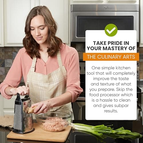 Spring Chef Professional Large Parmesan Cheese Grater, Stainless Steel Metal Box Grater with Handle, 4 Sided Handheld Kitchen Food Shredder for Cheese, Carrot, Veggie, Ginger, Potato - Dishwasher Safe 7