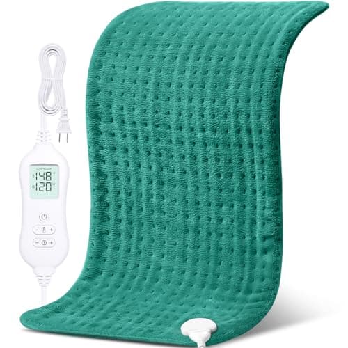 NOWWISH Heating Pad for Back Pain Relief & Period Cramps, 33x17 Inches Electric Heating Pad with 10 Heat Settings, Timer and Auto Shut-Off, Machine Washable, Valentines Day Gifts for Her, Green
