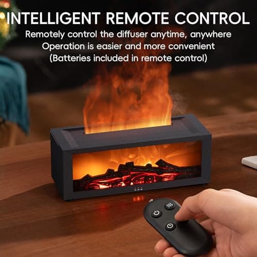 YALEDI Essential Oil Diffuser, 7 Colors Fireplace Flame Fire Oil Diffuser, 150ml Ultrasonic Aromatherapy Humidifier, Scent Diffuser with Remote Control & Timer for Home,Bedroom,Office,Yoga (White) 6