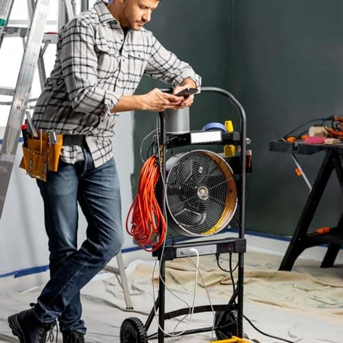 Mule 52000-01 300 lbs. Capacity Hand Truck 5-in-1 Mobile Workshop with Integrated 3-Speed Fan and LED Light 11