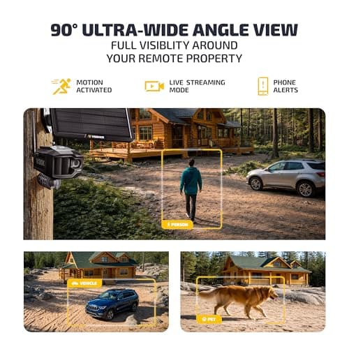 Vosker V300 Ultimate 4G-LTE Autonomous Outdoor Security Camera with External Solar Panel | High-Capacity 15,000 mAh External Solar Power Bank | SIM Cards Included | No WiFi Needed | Live Streaming 5