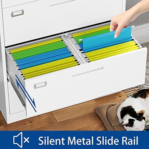 Fesbos Lateral File Cabinet with Lock, 3 Drawer Large Metal Filing Cabinet,Home Office Lockable Storage Cabinet for Hanging Files Letter/Legal/F4/A4 Size-Assembly Required 7