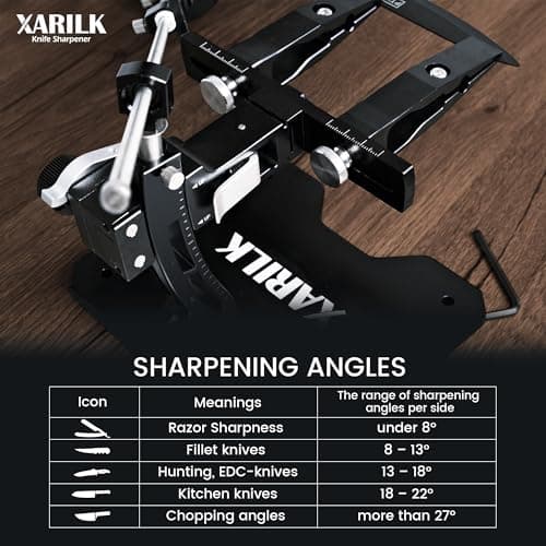 XARILK GEN3 Guided Knife Sharpening System, Aluminium | Professional knife sharpener, Knife Sharpening Kit W / 3 Al Plates Diamond (320#, 800#, 2000#) for For Hunting & Kitchen Knives 9
