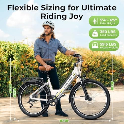 Cybervelo 1000 Peak Electric Bike for Adults,up 80 Miles Removable Battery Ebike, 26" Electric E Bike with 7-Speed,Adult Electric Bicycles for Commute Beach Snow Womens/Man All Terrain 8