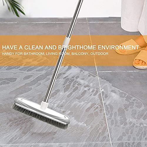 IZSOHHOME Push Broom,Tub Tile Broom Brush,Stiff Bristles Broom for Shower Cleaning, Patio, Kitchen,Grout and Garage,Indoor Outdoor Cleaning Brush,Adjustable Stainless Steel Long Handle-46.5"… 6