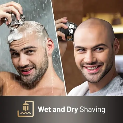 Wyklaus Head Shavers for Bald Men: Electric Razor IPX7 Waterproof-Wet Shaving for Face/Heads/Scalp-Rechargeable Detachable Rotary Shaver Grooming Kit-LED Display-Gift for Father 6