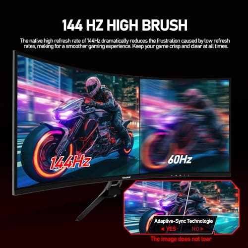 Gawfolk 34 Inch Ultrawide Curved 144Hz Gaming Computer Monitor 1500R PC Screen 21:9 UWQHD (3440x1440),Adaptive Sync,178° Viewing Angle,Display Port、HDMI2.0,Compatible with Wall mounting - Black 6