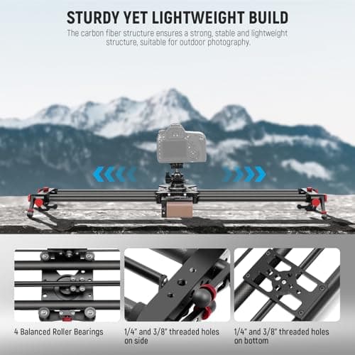 NEEWER 31.5"/80cm Motorized Camera Slider, DSLR Carbon Fiber Dolly Rail Slider with App Control, 4400mAh F750 Battery for Time Lapse Photography, Supports Video Mode, NOT Include Charger, ER1 7