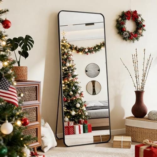 BEAUTYPEAK Black Full Length Mirror, 56"x21" Rounded Corner Floor Mirror Standing Hanging or Leaning Against Wall, Suitable for Bedroom or Dressing Room 7