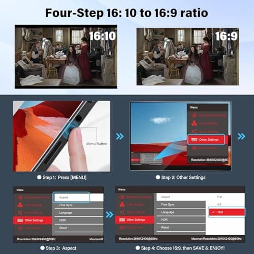 InnoView 16" 240Hz Portable Monitor 2K 2560x1600 100% sRGB Portable Gaming Monitor with 180° Adjustable Type-C HDMI Travel Monitor for Laptop PS5 Switch Xbox (Support 180Hz 165Hz 144Hz 120Hz) 6