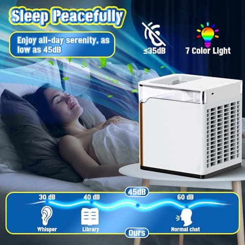 Ittoir Portable Air Conditioners, Cooling Fan Air Conditioner, Mini Air Conditioner with 3 Wind Speed & 2 Mist Level, Evaporative Air Cooler, Air Conditioner Portable for Bedroom Office Home, Gold 5
