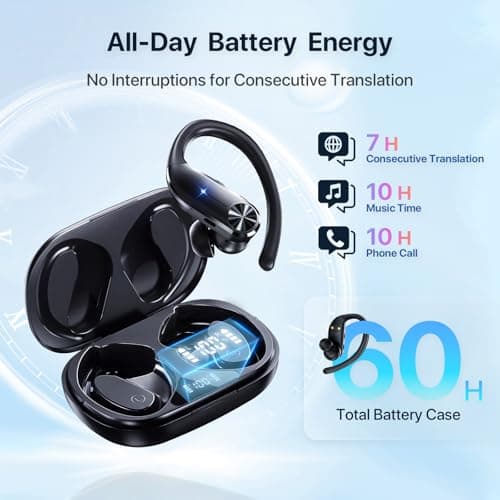 AI Translation Earbuds Real-Time : 166 Languages, 8 Offline Translation Packs, Noise Canceling, 60 Hours Battery - Seamless Translator Headphones for Travel Business Learning, iOS & Android Support 7
