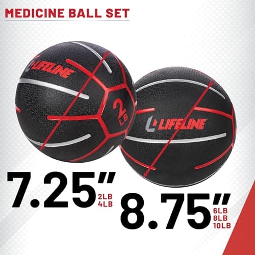 Lifeline Fitness Medicine Ball Set - Total Body Strength and Stability Training - Non-Slip, Light Bounce - Textured Surface - Durable - Home Gym Exercise Equipment 6