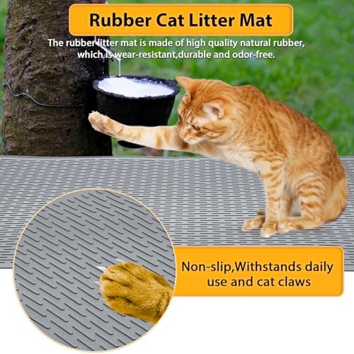 Colewin Cat Litter Mat, Waterproof Soft Litter Mat, 39x27in Large Rubber Litter Box Mat, Washable Easy to Clean, Indoor Floor XL Kitty Litter Trapping Mat 6