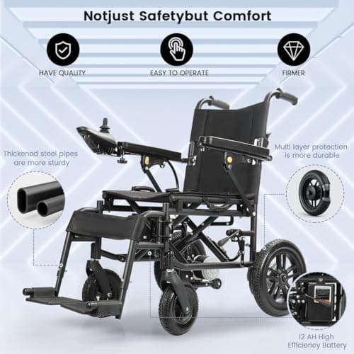 Electric Wheelchair for Travel (Black(12Ah)) 5