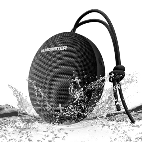 Monster 15W Bluetooth Speaker, IPX8 Shower Speaker Waterproof, Bluetooth 5.4 with Loud HD Sound and Robust Bass, Extra Long Playtime Punchy, for Home, Beaches Portable Wireless Outdoor Speakers