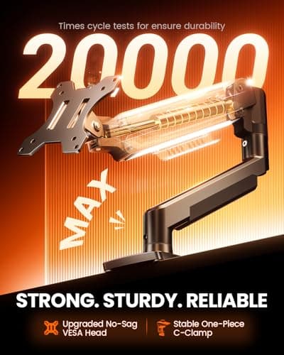 ErGear Single Monitor Arm, Fully Adjustable Monitor Mount for 13–34 Inch Screens, Fast Install Computer Monitor Stand with Tool-Free VESA Mount, Cable Management, Holds 19.8 lbs, Max VESA 100x100mm 6