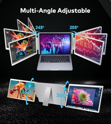 FOPO Laptop Screen Extender 16"- 1200P 16:10 FHD Triple Monitor for 12~18.5", Portable Monitor for Laptop with HDMI and USB-C Connectivity for MacBooks(NOT M1 M2 M3)/Wins, Chrome, Surface 7